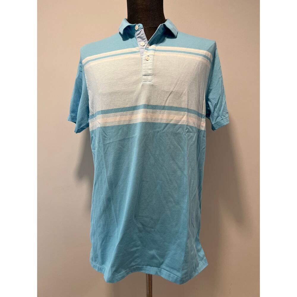Nike Dri-fit Golf Polo Light Blue and White Color Block Standard Fit Men's Large